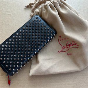 Christian Louboutin Men's Panettone Wallet Calf Leather and Spikes Black